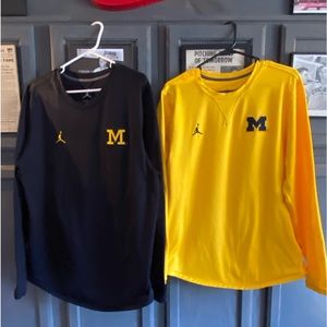Michigan Jordan brand dri-fit thermal shirts, both are men’s L